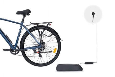 ROWER ELEKTRYCZNY Niebieski 28 TREKKINGOWY ZE WSPOMAGANIEM 60-70km Shimano Velotrade
