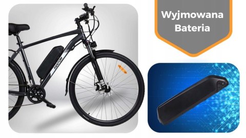 ROWER ELEKTRYCZNY Niebieski 28 TREKKINGOWY ZE WSPOMAGANIEM 60-70km Shimano Velotrade
