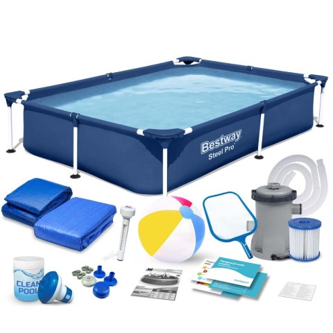 Basen prostokątny stelażowy 221x150x43 cm 16w1 Bestway 56401N Basen prostokątny stelażowy 221x150x43 cm 16w1 Bestway 56401N