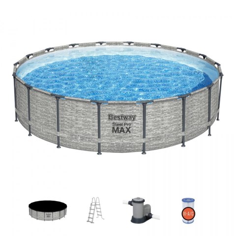 Basen stelażowy Steel Pro MAX 549x122 Imitacja Kamienia 18FT BESTWAY 5w1 + Akcesoria Basen stelażowy Steel Pro MAX 549x122 Imitacja Kamienia 18FT BESTWAY 5w1 + Akcesoria