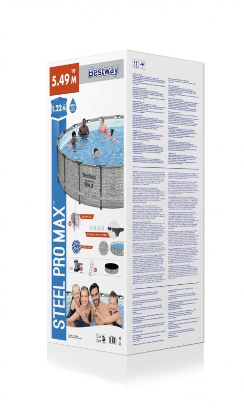 Basen stelażowy Steel Pro MAX 549x122 Imitacja Kamienia 18FT BESTWAY 5w1 + Akcesoria Basen stelażowy Steel Pro MAX 549x122 Imitacja Kamienia 18FT BESTWAY 5w1 + Akcesoria