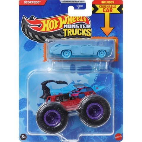 Hot Wheels Monster Trucks Pojazd 1:64 + auto JCG30 Hot Wheels Monster Trucks Pojazd 1:64 + auto JCG30