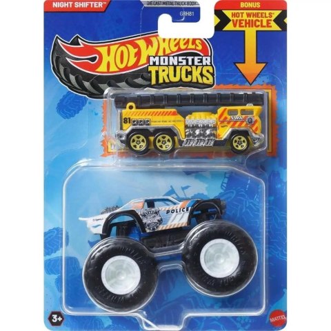 Hot Wheels Monster Trucks Pojazd 1:64 + auto JCG38 Hot Wheels Monster Trucks Pojazd 1:64 + auto JCG38