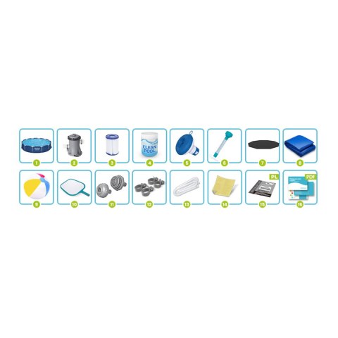 Basen ogrodowy stelażowy 366 x 76 cm zestaw 15w1 Bestway 56681